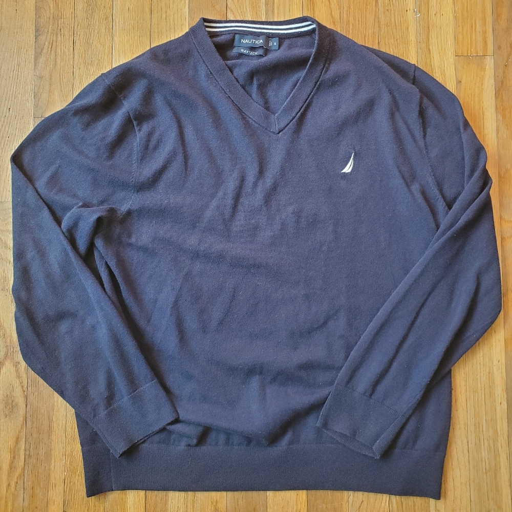 Nautica Navtech Vneck‎ Pullover Sweater Size XL